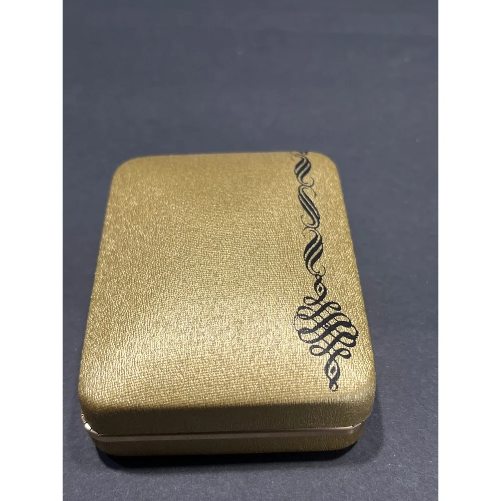 Vintage Bluebird Jewelry Box Gold Textured Clamshell Case Yellow Velvet Interior